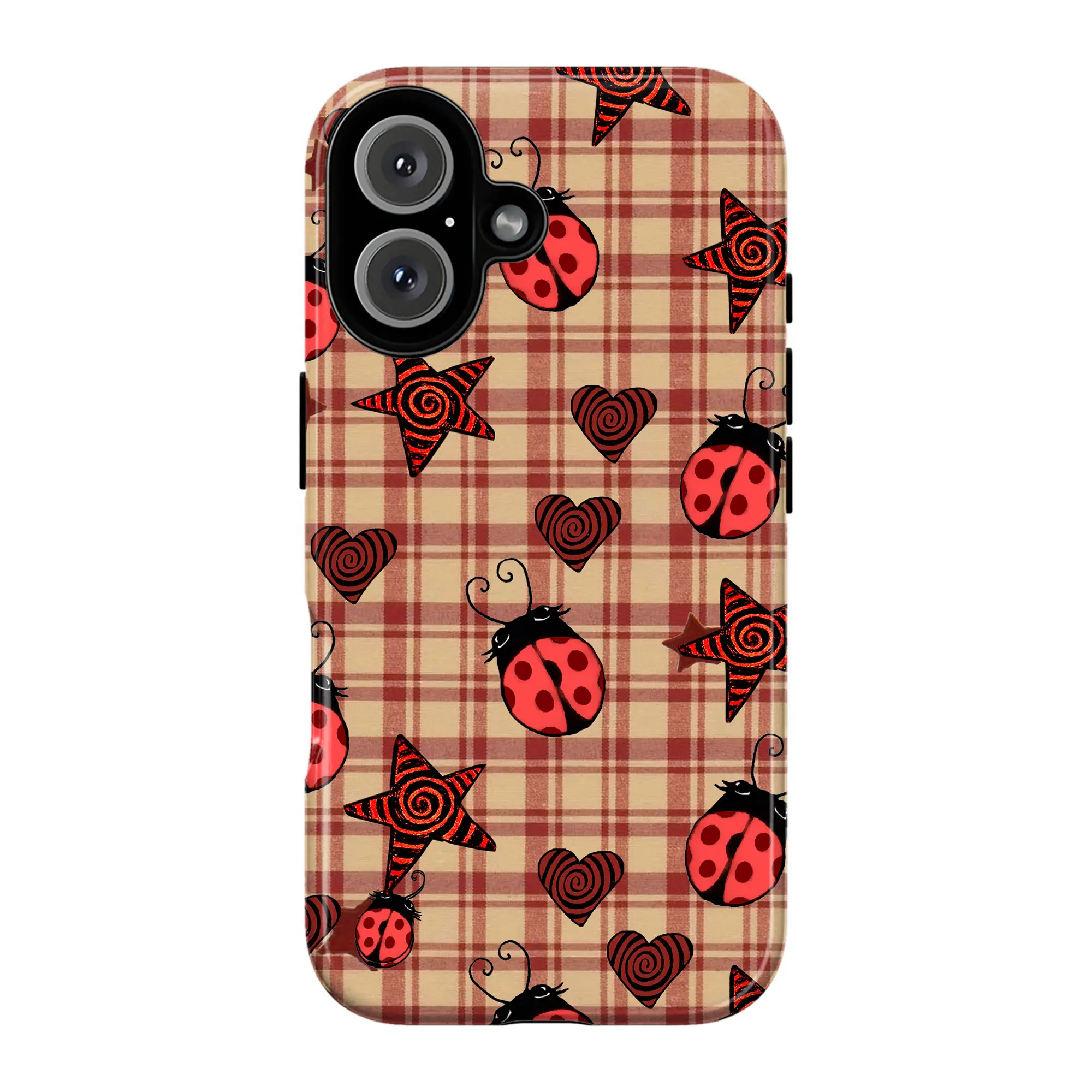 Ladybug Hearts Gingham Phone Case Set, Red Pink Green Bugs Spiral Stars Plaid Pastel Backgrounds With Sweet Garden Vibes, Play Now Aesthetic Gift, iPhone 16 15 14 13 12 11 Pro Max Ladybug Hearts Gingham Phone Case Set, Red Pink Green Bugs Spiral Stars Plaid Pastel Backgrounds With Sweet Garden Vibes, Play Now Aesthetic Gift, iPhone 16 15 14 13 12 11 Pro Max