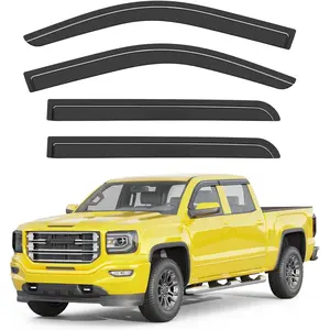 Extra-Thick Window Rain Guards Fit for Chevy Silverado/GMC Sierra 2014-2019 Crew Cab Rain Guard Truck Window Deflectors Side Window Visors Vent Shades Tape-on Vent Visors Car Accessories