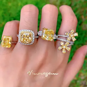 Vinregem Citrine & High Carbon Diamond Ring | 925 Sterling Silver Fine Jewelry for Women & Anniversary