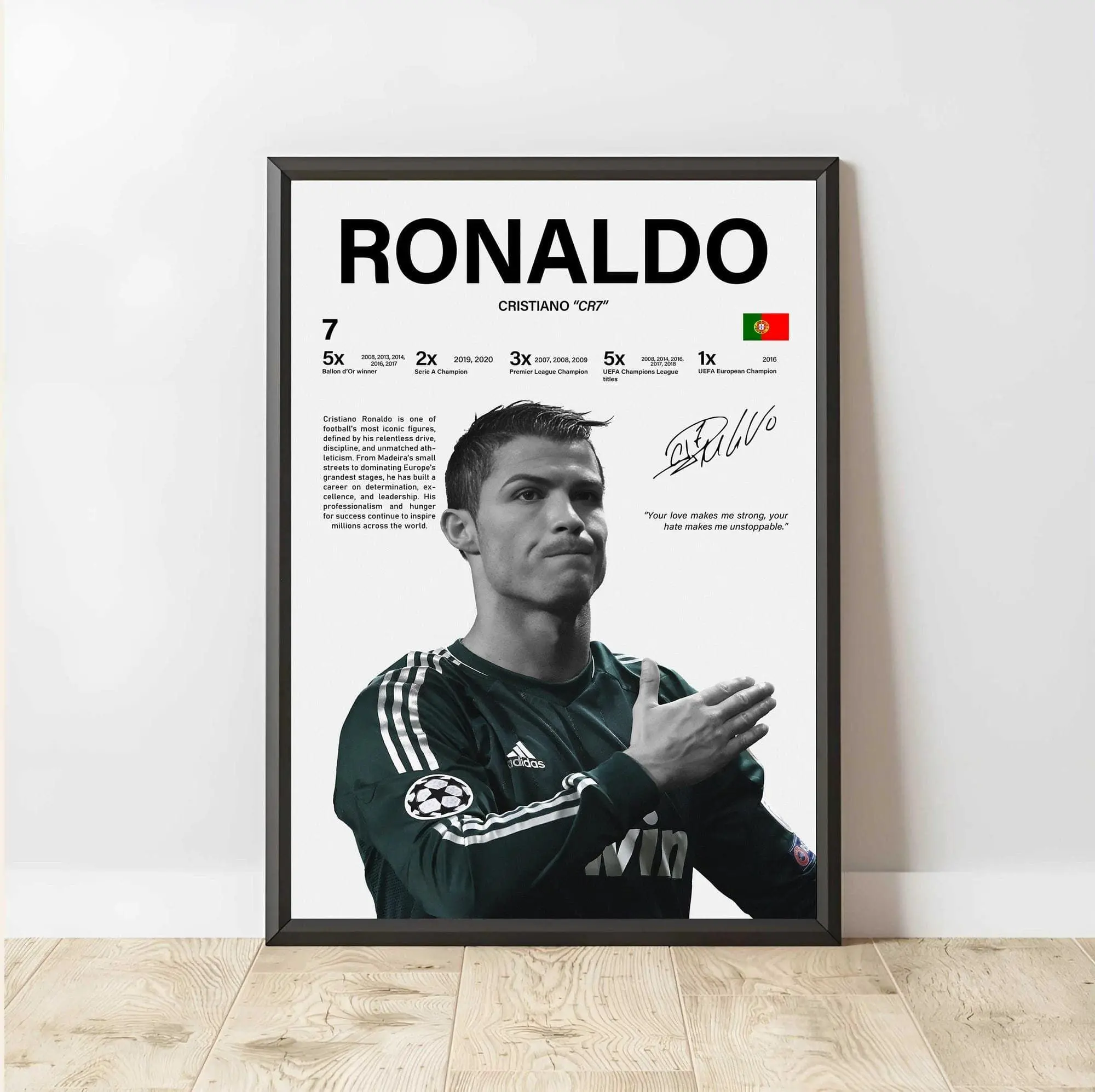 Cristiano Ronaldo Poster Football Wall Art Soccer Print Sports Room Decor Fan Gift ( Unframed - Print Only )