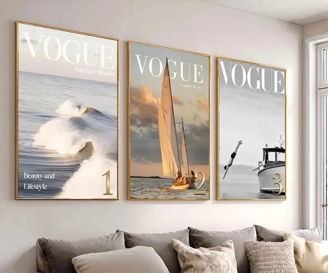 [ No Frame ] Vogue Y2K Fashion Wall Art Set of 3, Luxury Aesthetic Poster, Crocodile Bag Print, Vogue Style Modern Gallery Wall Decor - 3 Piece Set Emir Palabıyık