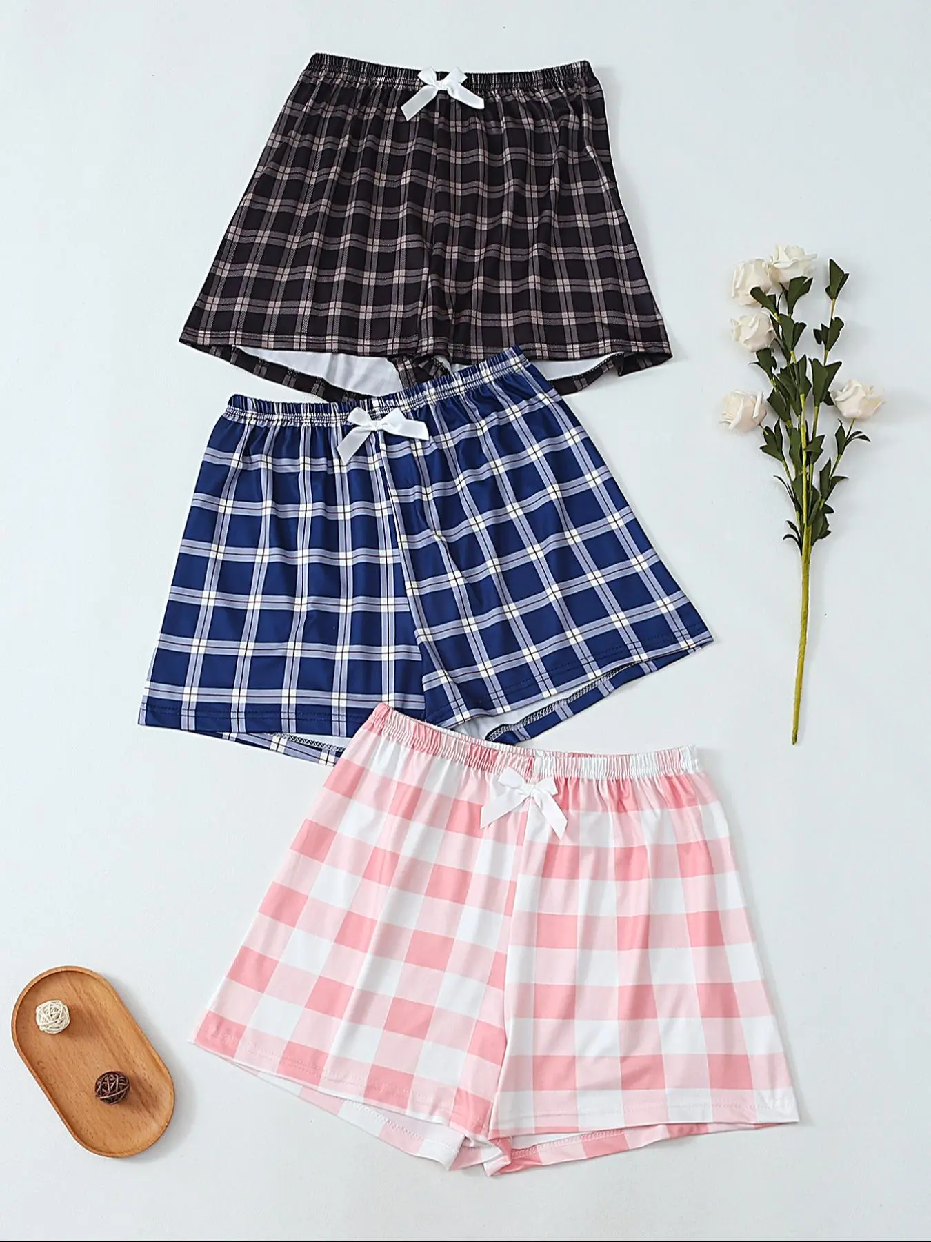 Women's Plaid Print Pajama Shorts, Casual Comfy Breathable Sleep Shorts for Daily Wear, Cute Loungewear, Women's Sleepwear & Loungewear for All Seasons, Pjs, Sleep Pajamas Shorts