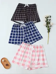Women's Plaid Print Pajama Shorts, Casual Comfy Breathable Sleep Shorts for Daily Wear, Women's Sleepwear & Loungewear for All Seasons, Pjs