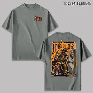 Hook & Lookn Firefighter T-Shirt, Vintage Fire Rescue Graphic Tee, Soft Cotton Blend Shirt, Bold Firefighter Apparel for Men & Women, Fun Fire Rescue Gift