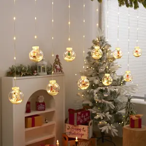 Christmas Wish Ball Curtain Lights, Elderly Snowman Christmas Tree Window Holiday Decorations, Copper Wire String Lights, Battery Powered