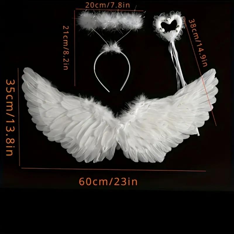 Angel Wings Costume Accessories Set, Paper Feather Wings for Party Wedding Performance Holiday Decor, Multifunctional Affordable Party Supplies, Party Event Props