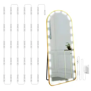Hollywood Glam Led Vanity Lights Kit(Mirror not Inlcuded), 14ft Dimmable Mirror Lights, Full Body & Bathroom Lighting, Plug in Floor Light with Power Supply (Mirror not Inlcuded)