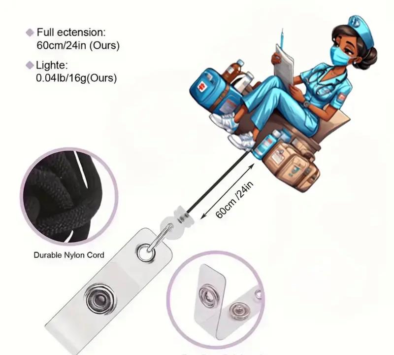 Retractable Medical Badge and Pass Holder Reel with ID Clip, Nursing and Office Badge Reel