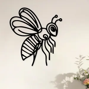1pc of Bee-Themed Metal Wall Art, a Vibrant Bee Sculpture Mural, Makes a Great Gift for The Spring Festival Or Garden Parties, Perfect for Insect Decor Lovers. This Weather-Resistant Metal Wall Decoration Is Ideal for Garden Walls And Patio Fences.