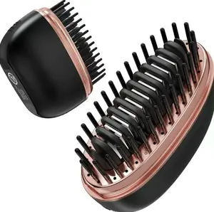 Mini Cordless Hair Straightener – 2-in-1 Heated Comb & Iron, Portable, Rechargeable, Travel-Friendly Styling Tool