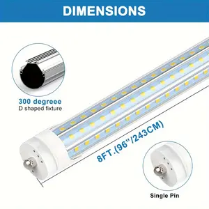 2024 T8 8LED Tube Light, Single Pin FA8 8 Foot LED Shop Light, 6000K Super Bright, High Output, Clear Cove, Garage Workbench Warehouse Lights