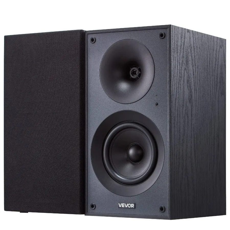 VEVOR Powered Bookshelf Speakers, 25Wx 2, Active Studio Monitor Speaker with 5.25 Inch Woofer, Bluetooth/RCA/Coaxial/Optical/USB/Subwoofer Connection, Wooden Enclosure, for Record Player Turntable PC