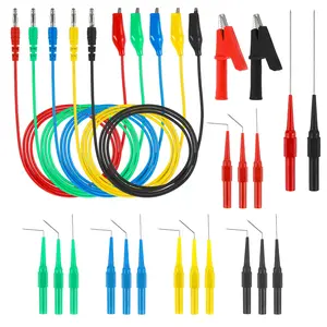 24Pcs Back Probe Kit, Banana Plug to Copper Alligator Clips Test Leads Kit with Alligator Clips, 0.7mm Back Probe Pins 4mm Banana Socket for Car Repairing Diagnostic