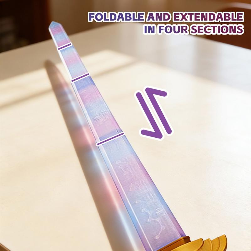 K-POP Large 3D printed portable purple telescopic Rumi sword, lightweight and portable, fun and space-saving, stress-relieving telescopic sword toy, cosplay fantasy accessory, movie collector gift, Halloween costume accessory.