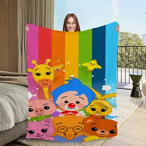 Ultra Gentle Cartoon Flannel Throw Hypoallergenic Plush Fabric Machine Washable Safe Nursery Stroller Essential Baby Shower Gift Snuggle Security Blanket For Newborns