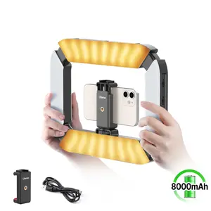 Ulanzi U200 Handheld Ring Light, Photography Led Video Rig BI-color Camera With phone clip cold shoe for Youtube Live Rig, Video Stabilizer for Camera, Smartphone, Action Camera, YouTube, Setup, Filmmaking, Makeup, Vlogging