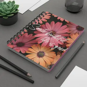 Inspirational Floral Laminated Cover Notebook, Metal Coil-Bound, 150 Lined Pages, Suitable for Writing & Sketching, Ideal Office Stationery Gift, 150 Pages