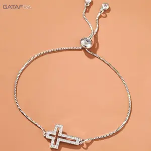 Women Vintage Rhinestone Cross Chain Bracelet Stainless Steel Minimalist Elegant Cross Link Jewelry Shiny Water Drill Anti Allergy Waterproof Dainty Wrist Bracelet Perfect for Daily Casual Party Dating Wedding Wear Birthday Holiday Gift for Women Girls