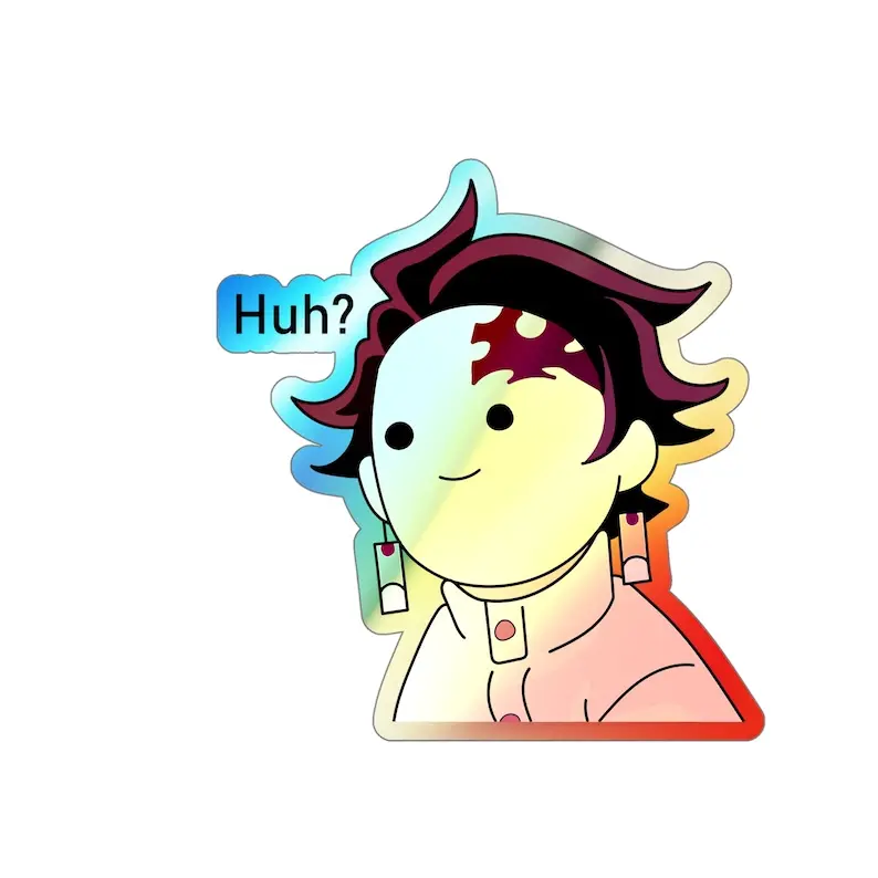 Demon Slayer Tanjiro Kamado Holographic Sticker | Cute Funny Tanjiro Sticker | Tanjiro Kamado Sticker | Holographic Anime Sticker