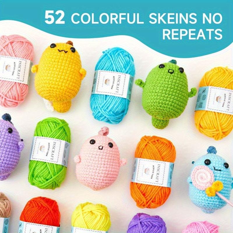 70/43Piece Complete Crochet Kit for Beginners  Acrylic Yarn Skeins 4 Crochet Hooks & 2 Knitting Needles with Needle Labels All-in-One DIY Knitting Supplies for Adults & Craft Lovers