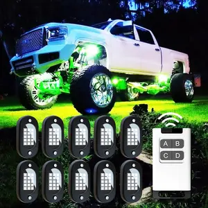 10Pods RGB LED Rock Lights Kit, App/Remote Control Music Mode, Timing Function, Waterproof Underglow Lights Remote Control led  lights