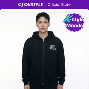 Seoul My Soul Graphic Hoodie | Premium Embroidery Black Zip-Up Aesthetic Sweatshirts
