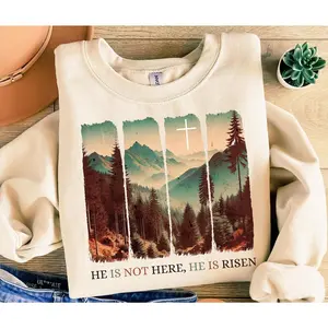 He is Not Here, He Has Risen Brushstroke Shirt, Christian Shirt, Mountains, Aesthetic Easter, Faith Based Gift, Sweatshirt , Sweater , Hoodie, Fall Sweatshirt