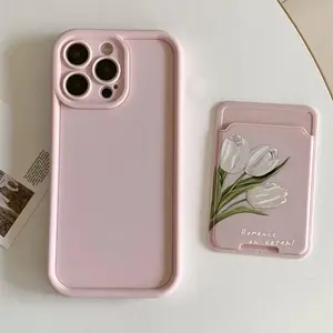 Tulip Pattern Phone Case with Card Slot, Anti-drop Cellphone Protective Case, Total Protective Shockproof Protector Smartphone Mobile Phone Cover for iPhone 11 12 13 14 15 16 Series
