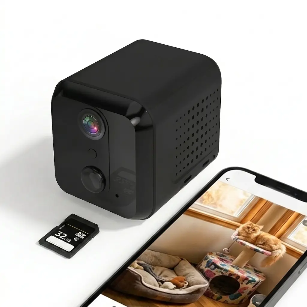 Wireless WiFi Smart Device with 1080P HD Video, Built-in 2400mAh Rechargeable Battery, App Remote Access, Night Vision, Motion Alerts, SD Card Storage, Magnetic Mount
