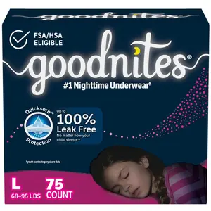 Goodnites Girls' Nighttime Bedwetting Underwear Huge Size - L - 75ct
