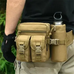 Durable multi-pocket waist bag, lure fishing waist bag, waterproof water bottle waist bag for wilderness use. Ideal for hiking, fishing, running, and cycling. Features lightweight ergonomic belt design with secure zipper closure for outdoor activities.