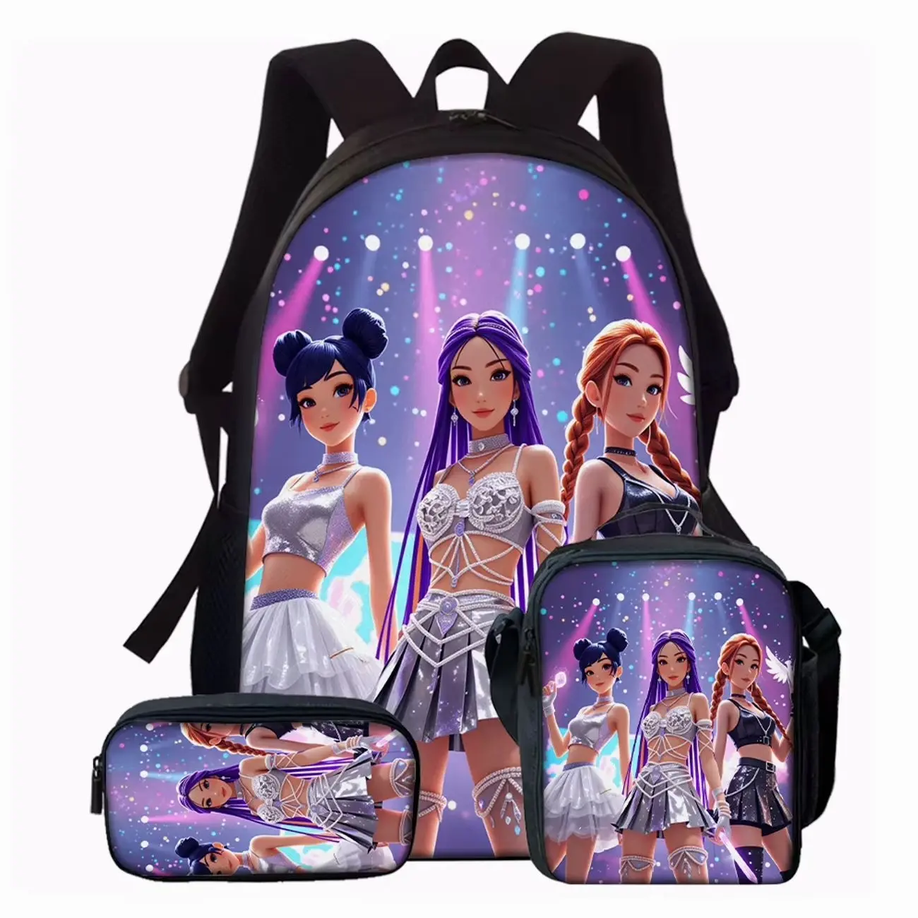 K-Pop Girl Group Backpack Set, 3 Piece School Bag Set, Cute Gift for K-Pop Fans