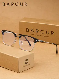 BARCUR Literary Temperament, Half Frame Decorative Eyeglass Fashionable And Versatile, Daily Accessories, Face Shape Decoration, Brand Packaging, And Gift Giving Are Excellent Products, Semi Frame Eyeglasses