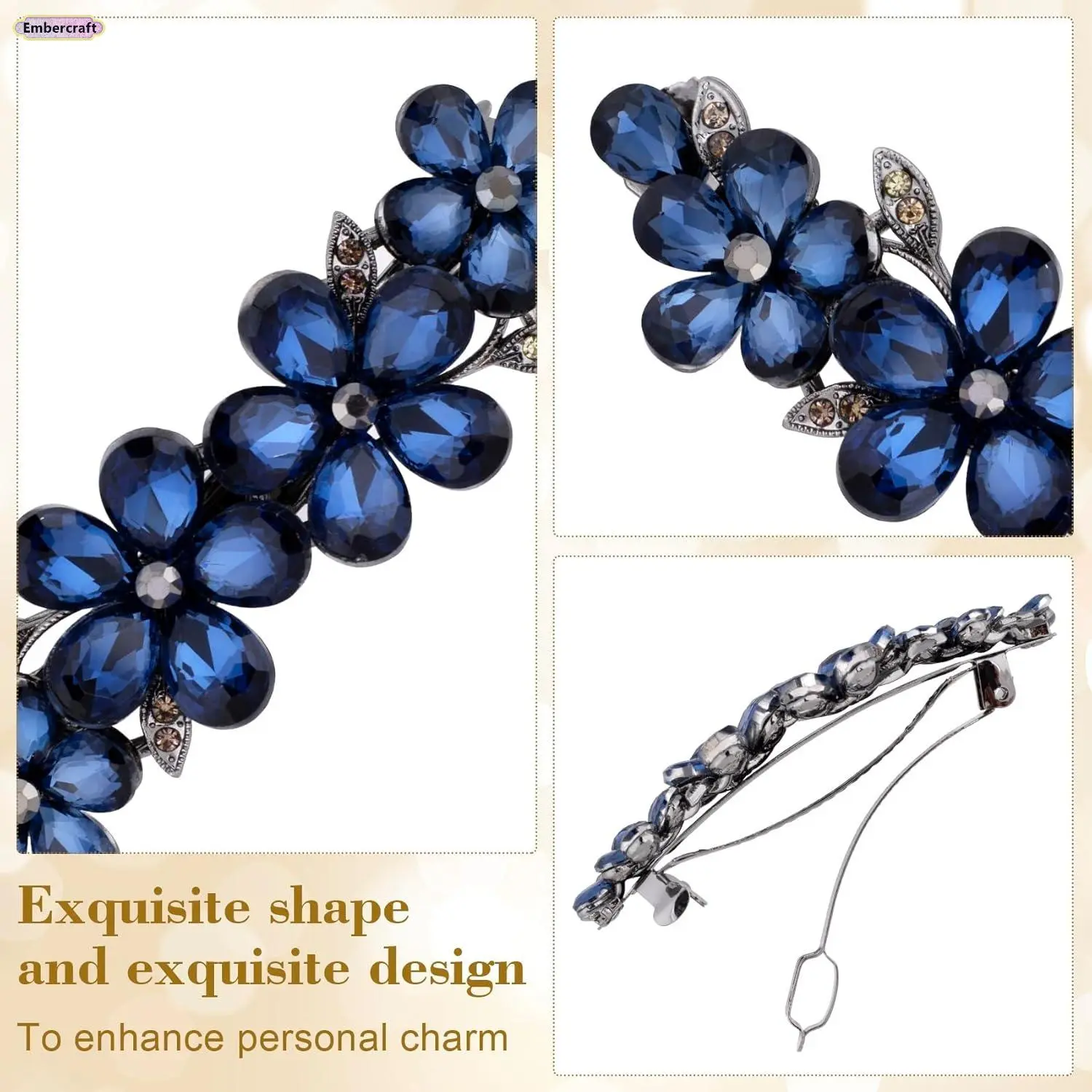 SALE❣️本物フラワー❤️アリッサム沢山の水色ヘアピン❤︎ Women's Rhinestone Blue Flower Hairpin - Sparkling Crystal Long