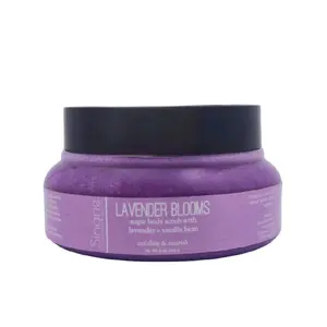 Sinarie Lavender Blooms Exfoliating Sugar Scrub for Body - Hydrating Moisturizing Body Polish with Natural Oils - Gentle Spa Skincare for Smooth Glowing Skin