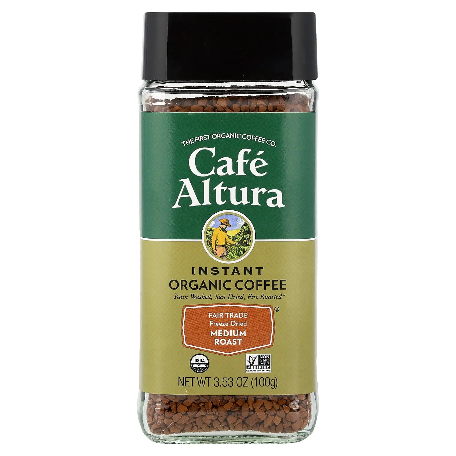 Cafe Altura Instant Organic Coffee, Medium Roast, Freeze-Dried, 3.53 oz (100 g)