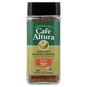 Cafe Altura Instant Organic Coffee, Medium Roast, Freeze-Dried, 3.53 oz (100 g)