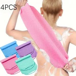 4-Pack of Luxurious Exfoliating Washcloths - Soft, Thick, and Elastic Back Scrubbing Towels for Gentle Shower Exfoliation, Deep Skin Cleansing, and Soothing Massage - Suitable for Men and Women of All Skin Types