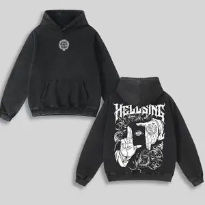 Alucard Hellsing Hand Signs Hoodie Washed Cotton Oversized Anime Manga, Hellsing Hoodie, Anime Streetwear, Gift For Anime Fan, Weeaboo Graphic Hoodies 8I5 H1C