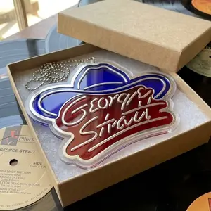 Custom Shape Acrylic Suncatcher , Vintage George Fan Gift, Western Music , George Strait Play Guitar Graphic