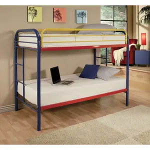 78" X 41" X 60" Twin Over Twin Rainbow Metal Tube Bunk Bed