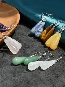 Natural Stone Drop Earrings, Boho Style Jewelry for Women, Boho Chic Crystal, Fashion Jewelry for Party, Daily Clothing Decor, Trendy All-match & Exquisite Jewelry for Birthday Gift, Teardrop Earrings, High Quality Earrings