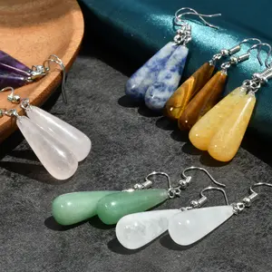 Natural Stone Drop Earrings, Boho Style Jewelry for Women, Boho Chic Crystal, Fashion Jewelry for Party, Daily Clothing Decor, Trendy All-match & Exquisite Jewelry for Birthday Gift, Teardrop Earrings, High Quality Earrings