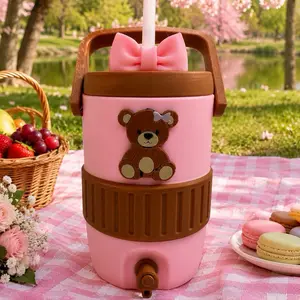 Teddy Bear Can Holder w/ Straw Topper