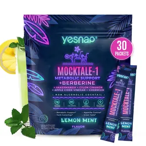Yesnap MOCKTALE-1 Metabolic Support with Berberine & Akkermansia, Chormium, Cylon Cinamon, Apple Cider Vinegar - 30 Packets Lemon Mint Flavor Non-Alcoholic Cocktail