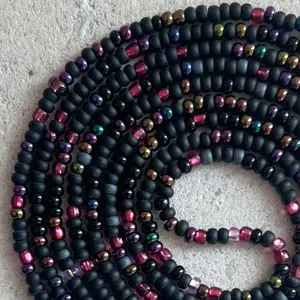NEBULA - Tie On Waist Beads - 45 to 60 inches Waistbeads - Black Waistbeads - Made By Venus Waistbeads