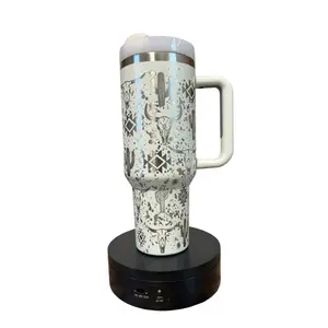 "Western Splatter" Engraved 40 oz Double Insulated Stainless Steel Full Wrap Tumbler with Lid, Straw and Handle Portable Personalized Drinkware