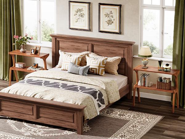 Tribesigns Narrow End Table for Living Room, 2-Tier Slim Sofa Side Table with Solid Wood Legs, Rustic Brown, Farmhouse Tall Design Furniture Home