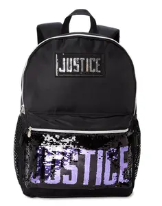 Girls' Chic 17" Laptop Backpack 2-Piece Set, Including Black Sequin Lunch Tote