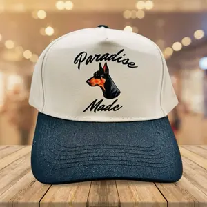 Paradise Made Doberman Strap Back Hat with Dog Design and Adjustable Back